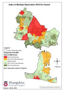 Index of Multiple Deprivation 2010 for Havant  Legend Havant District Boundary