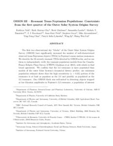 OSSOS III – Resonant Trans-Neptunian Populations: Constraints from the first quarter of the Outer Solar System Origins Survey Kathryn Volk1 , Ruth Murray-Clay2 , Brett Gladman3 , Samantha Lawler4 , Michele T. Bannister