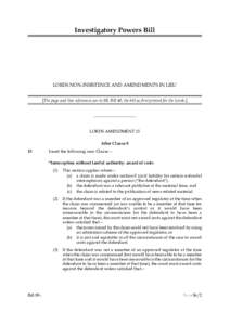 Investigatory Powers Bill  LORDS NON-INSISTENCE AND AMENDMENTS IN LIEU [The page and line references are to HL Bill 40, the bill as first printed for the Lords.]  LORDS AMENDMENT 15
