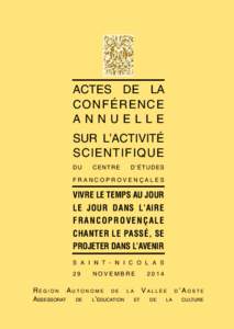 ACTES DE LA CONFÉRENCE ANNUELLE SUR L’ACTIVITÉ SCIENTIFIQUE DU