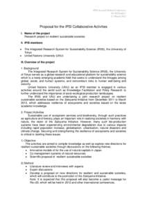 IPSI Second Global Conference SC III/5/add.7 12 March 2012 Proposal for the IPSI Collaborative Activities I. Name of the project