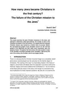 How many Jews became Christians in the first century? The failure of the Christian mission to