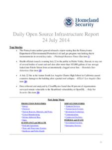 Department of Homeland Security Daily Open Source Infrastructure Report