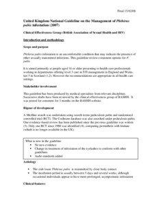 United Kingdom National Guideline on the Management of Phthirus pubis infestation