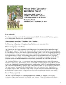 Annual Water Consumer Confidence Report Dix Drinking Water System on Joint Base McGuire-Dix-Lakehurst Public Water System ID No[removed]Monitoring Period: