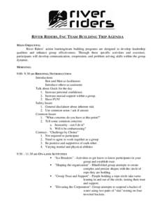 River Riders, Inc Team Building Trip Agenda for John Hopkins University