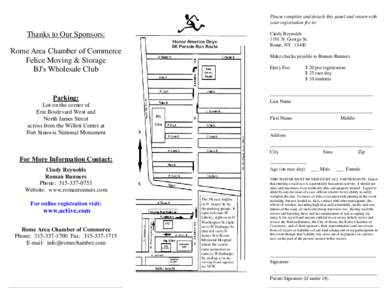 Please complete and detach this panel and return with your registration fee to: Thanks to Our Sponsors: Rome Area Chamber of Commerce Felice Moving & Storage