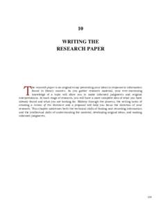 10 WRITING THE RESEARCH PAPER T