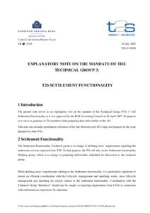 EXPLANATORY NOTE ON THE MANDATE OF THE TG3