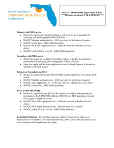 RAFGC Membership Types, Dues & Fees