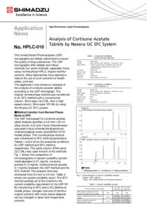 High Performance Liquid Chromatography  HPLC-010 Analysis of Cortisone Acetate Tablets by Nexera UC SFC System