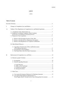 JAPAN JAPAN[removed]Table of Contents Executive Summary.............................................................................................................................. 4