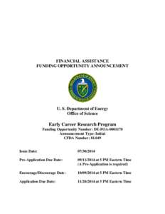 Public economics / Funding Opportunity Announcement / United States Department of Energy / Federal grants in the United States / Office of Science / Grant / PAMS / United States Department of Energy National Laboratories / Fusion power / Federal assistance in the United States / Public finance / Grants