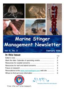 Marine Stinger Management Newsletter