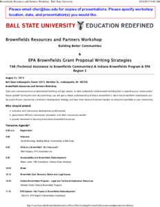 Brownfields Resources and Partners Workshop - Ball State University