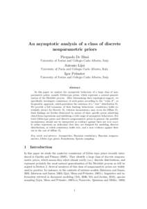 An asymptotic analysis of a class of discrete nonparametric priors Pierpaolo De Blasi University of Torino and Collegio Carlo Alberto, Italy  Antonio Lijoi