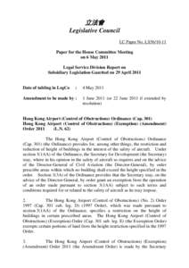 立法會 Legislative Council LC Paper No. LS56[removed]Paper for the House Committee Meeting on 6 May 2011 Legal Service Division Report on