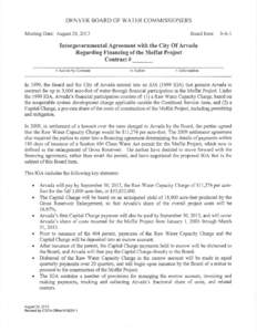 Board agenda item for Aug. 28, 2013: IGA with the City of Arvada for Expansion of Gross Reservoir