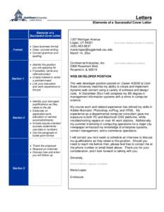 Letters Elements of a Successful Cover Letter Elements of a Successful Cover Letter  Format