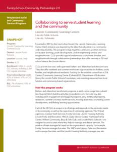 Family-School-Community Partnerships 2.0 Wraparound Social and Community Services Programs  Collaborating to serve student learning