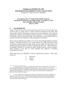 (Fanhasso) HASSO GUAM! HOUSEHOLD HAZARDOUS WASTE COLLECTION 1 Conchita S.N. Taitano & Steven J. Bellrichard2