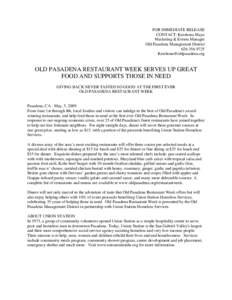 Microsoft Word - 2009MAY14_OPRestaurantWeek_PR.doc