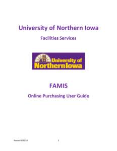   	
   University	
  of	
  Northern	
  Iowa	
   Facilities	
  Services	
   	
  