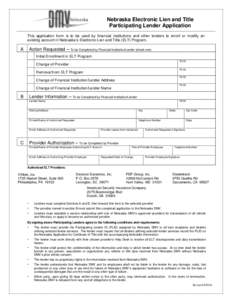 Print  Reset Nebraska Electronic Lien and Title Participating Lender Application