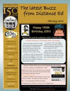 The latest Buzz from Distance Ed February 2013 Happy 150th Birthday, ESU!