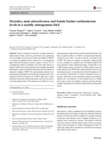 Behav Ecol Sociobiol:277–283 DOIs00265ORIGINAL ARTICLE  Parasites, mate attractiveness and female feather corticosterone