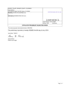 DISTRICT COURT, DENVER COUNTY, COLORADO Court Address: 1437 Bannock Street, Rm 256, Denver, CO, 80202 DATE FILED: July 8, [removed]:32 AM