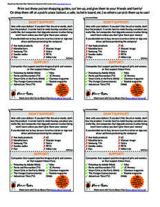 About-Face’s Buy/Don’t Buy Wallet Card, November 2012 version, from www.about-face.org  Print out these pocket shopping guides, cut ‘em up, and give them to your friends and family! Or drop them off at a public pla