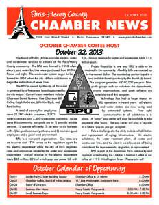 Paris-Henry County  OCTOBER 2013 CHAMBER NEWS 2508 East Wo o d Stre et