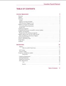 Canadian Payroll Platinum  TABLE OF CONTENTS License Agreement  3