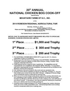 20th ANNUAL NATIONAL CHICKEN BOG COOK-OFF sponsored by MOUNTAIRE FARMS OF N.C., INC. at the