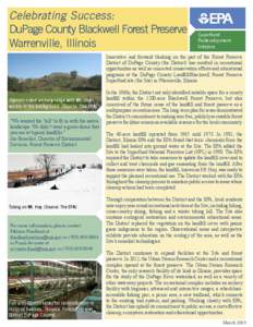 Celebrating Success: DuPage County Blackwell Forest Preserve, Warrenville, Illinois