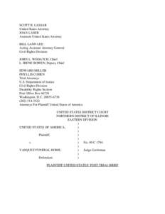 SCOTT R. LASSAR United States Attorney JOAN LASER Assistant United States Attorney BILL LANN LEE Acting Assistant Attorney General