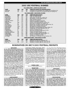 2003 USC SPRING FOOTBALL MEDIA GUIDE[removed]USC FOOTBALL SIGNEES