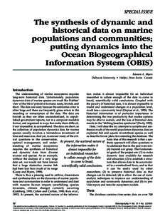 SPECIAL ISSUE  The synthesis of dynamic and historical data on marine populations and communities; putting dynamics into the