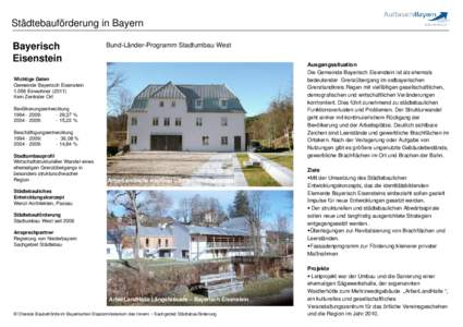 Städtebauförderung in Bayern Bayerisch Eisenstein Bund-Länder-Programm Stadtumbau West Ausgangssituation