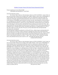 Southern Campaign American Revolution Pension Statements & Rosters Pension Application of Lewis Bruch R1440 Transcribed and annotated by C. Leon Harris STATE OF PENNSYLVANIA. Be it known, That on the day of the date here