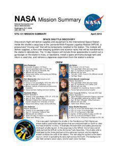 NASA Mission Summary National Aeronautics and Space Administration