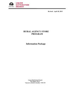 Revised: April 28, 2013  RURAL AGENCY STORE PROGRAM  Information Package