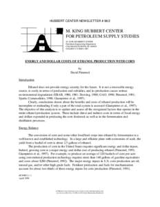 HUBBERT CENTER NEWSLETTER # 98/2  M. KING HUBBERT CENTER FOR PETROLEUM SUPPLY STUDIES M. KING HUBBERT CENTER Petroleum Engineering Department