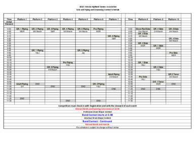 2014 Victoria Highland Games Association Solo and Piping and Drumming Contest Schedule Time Judge Steward