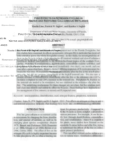 Liao et al.: Fire Effects on Nitrogen Cycling in Wetlands Page  Fire Ecology Volume 9, Issue 1, 2013 doi: fireecologyResearch Article