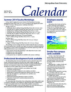 Metropolitan State University  April 18, 2014 Vol. 41 No. 58  Calendar