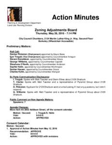 Action Minutes Planning & Development Department Land Use Planning Division Zoning Adjustments Board Thursday, May 26, :14 PM