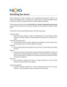 Judgement Criteria – NOIA Outstanding Contribution Awards