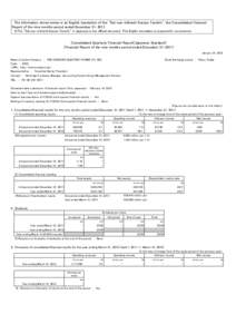 Consolidated Quarterly Financial Report〔Japanese Standard〕
